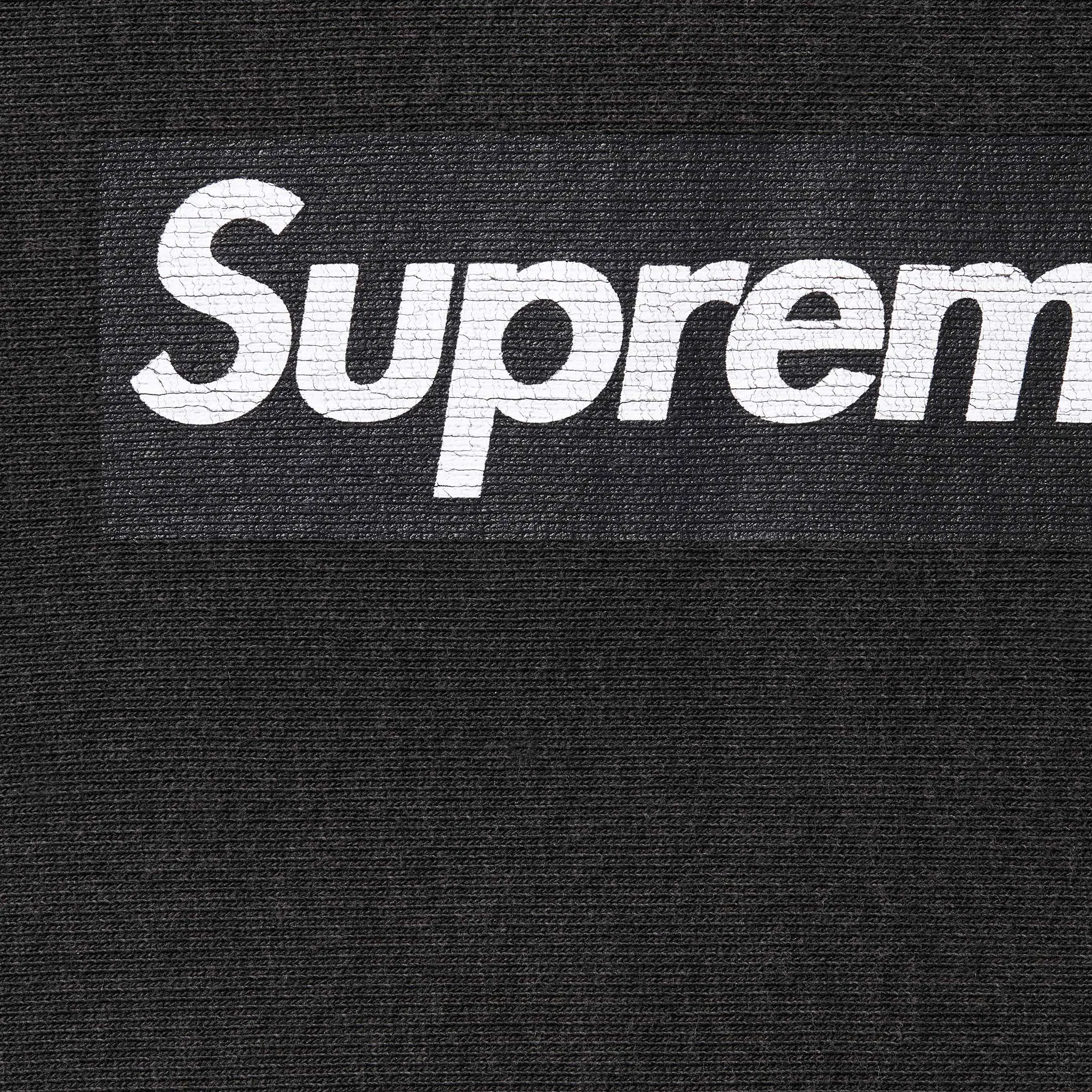 Close up of Supreme Washed Box Logo Black Crewneck